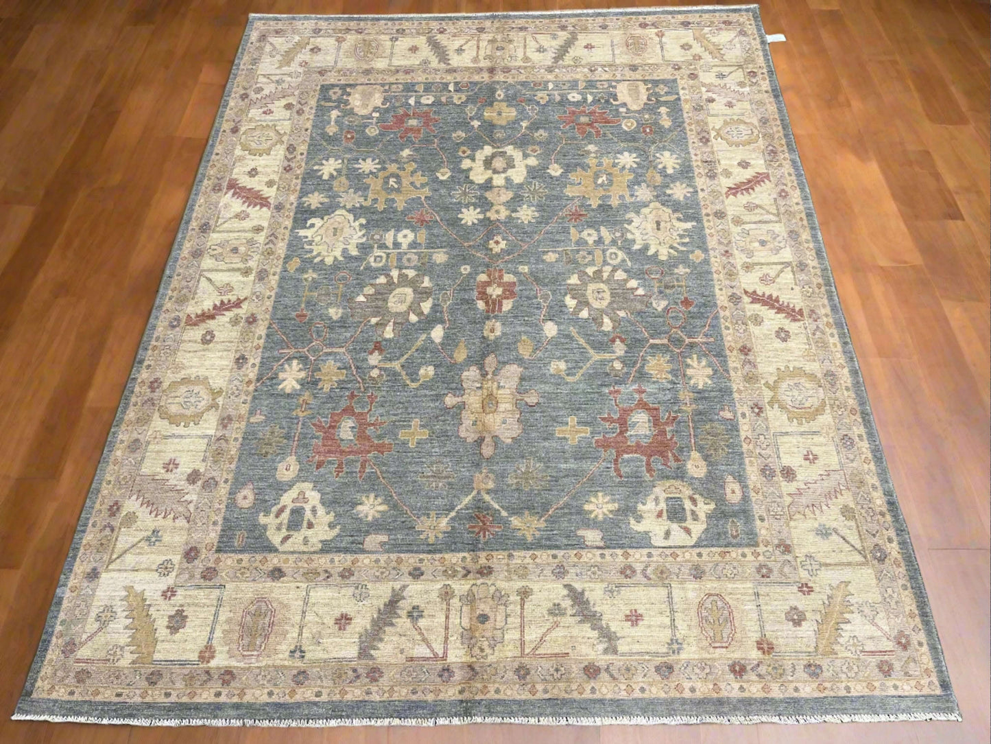 Soft Gray/Ivory Oushak 8X10 Handmade Wool Rug # 14307