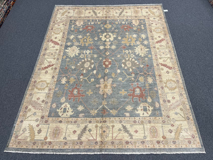 Soft Gray/Ivory Oushak 8X10 Handmade Wool Rug # 14307