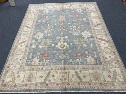 Soft Gray/Ivory Oushak 8X10 Handmade Wool Rug # 14307