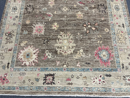 Gray/Ivory Vintage Oushak 8X10 Handmade Wool Rug # 14312