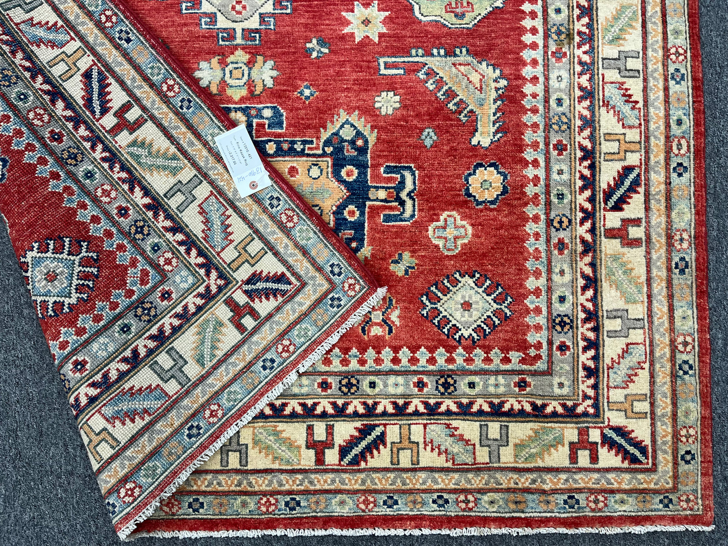 Kazak Geometric Red 5X7 Handmade Oriental Rug # 13910