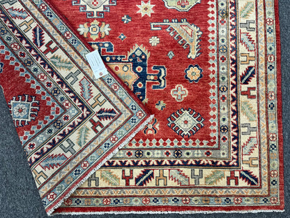 Kazak Geometric Red 5X7 Handmade Oriental Rug # 13910