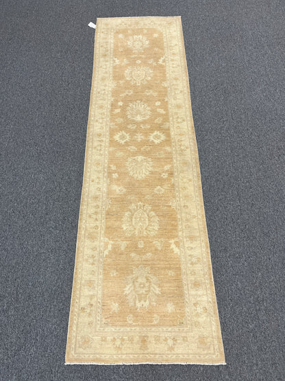 Sandy beige Chobi Runner 2' 8"X9' Handmade Wool Rug # 9636