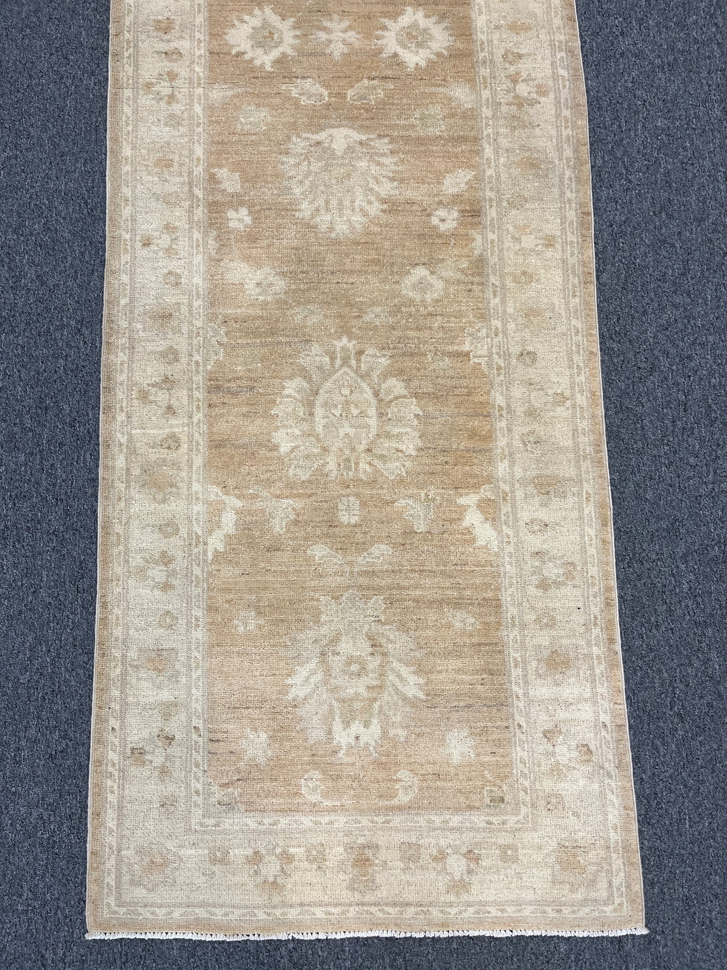 Sandy beige Chobi Runner 2' 8"X9' Handmade Wool Rug # 9636