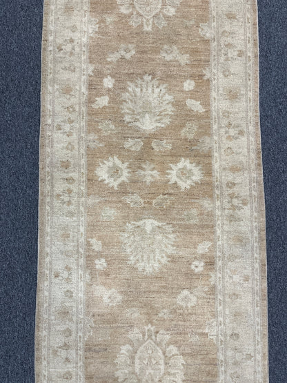 Sandy beige Chobi Runner 2' 8"X9' Handmade Wool Rug # 9636