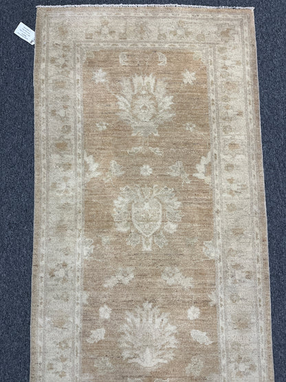 Sandy beige Chobi Runner 2' 8"X9' Handmade Wool Rug # 9636