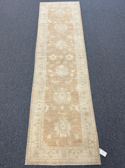 Sandy beige Chobi Runner 2' 8"X9' Handmade Wool Rug # 9636