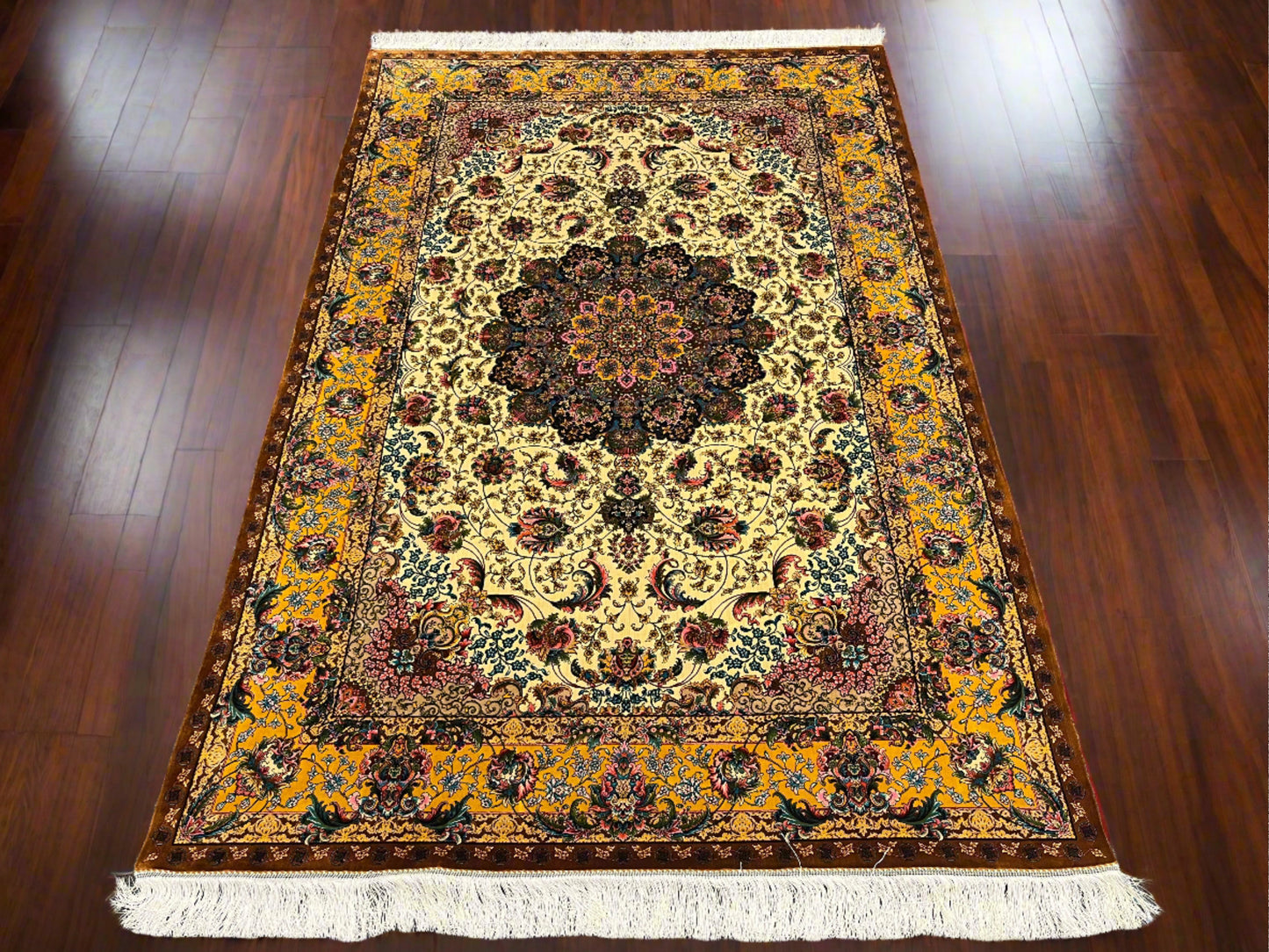 5X8 Silk Handloom Multicolor Rug