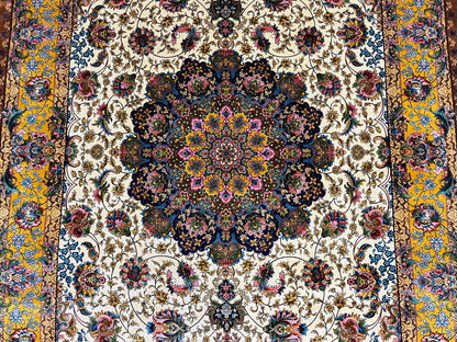 5X8 Silk Handloom Multicolor Rug