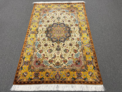 5X8 Silk Handloom Multicolor Rug