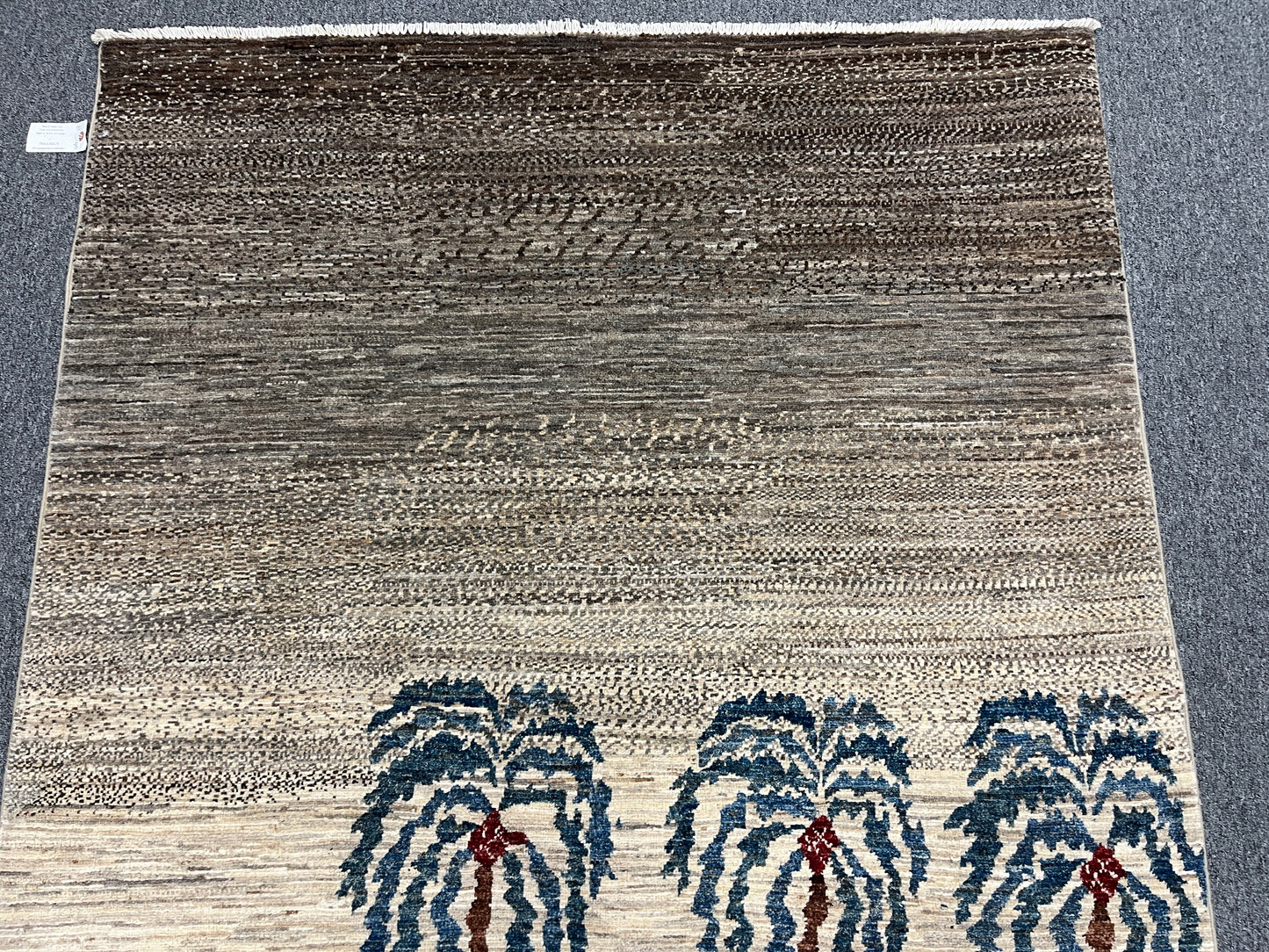 Tribal Palm Trees 5X7 Handmade Wool Rug # 12946