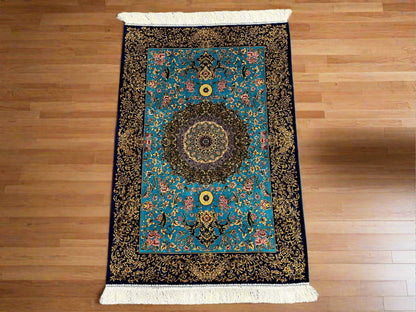 3X4 Silk Handloom Multicolor Rug