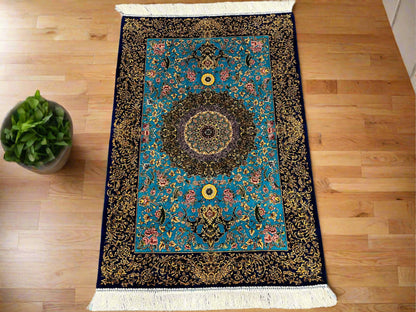 3X4 Silk Handloom Multicolor Rug