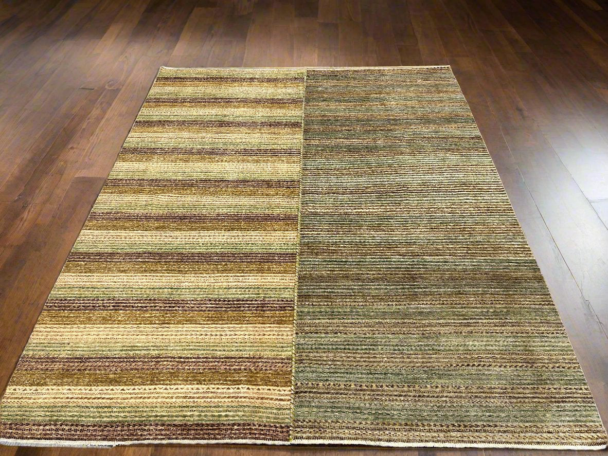 Striped Design Modern Gabbeh 8X10 Handmade Wool Rug # 9269