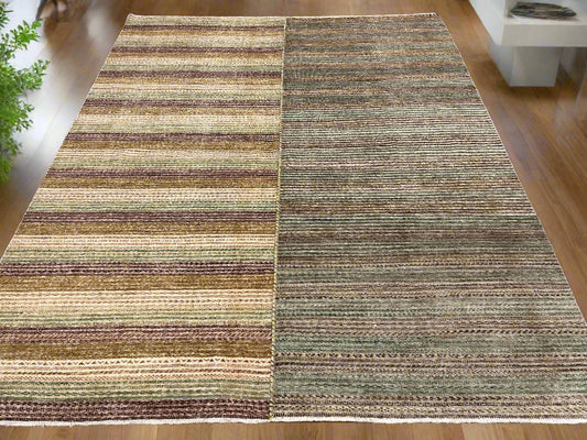 Striped Design Modern Gabbeh 8X10 Handmade Wool Rug # 9269