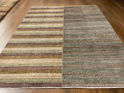 Striped Design Modern Gabbeh 8X10 Handmade Wool Rug # 9269