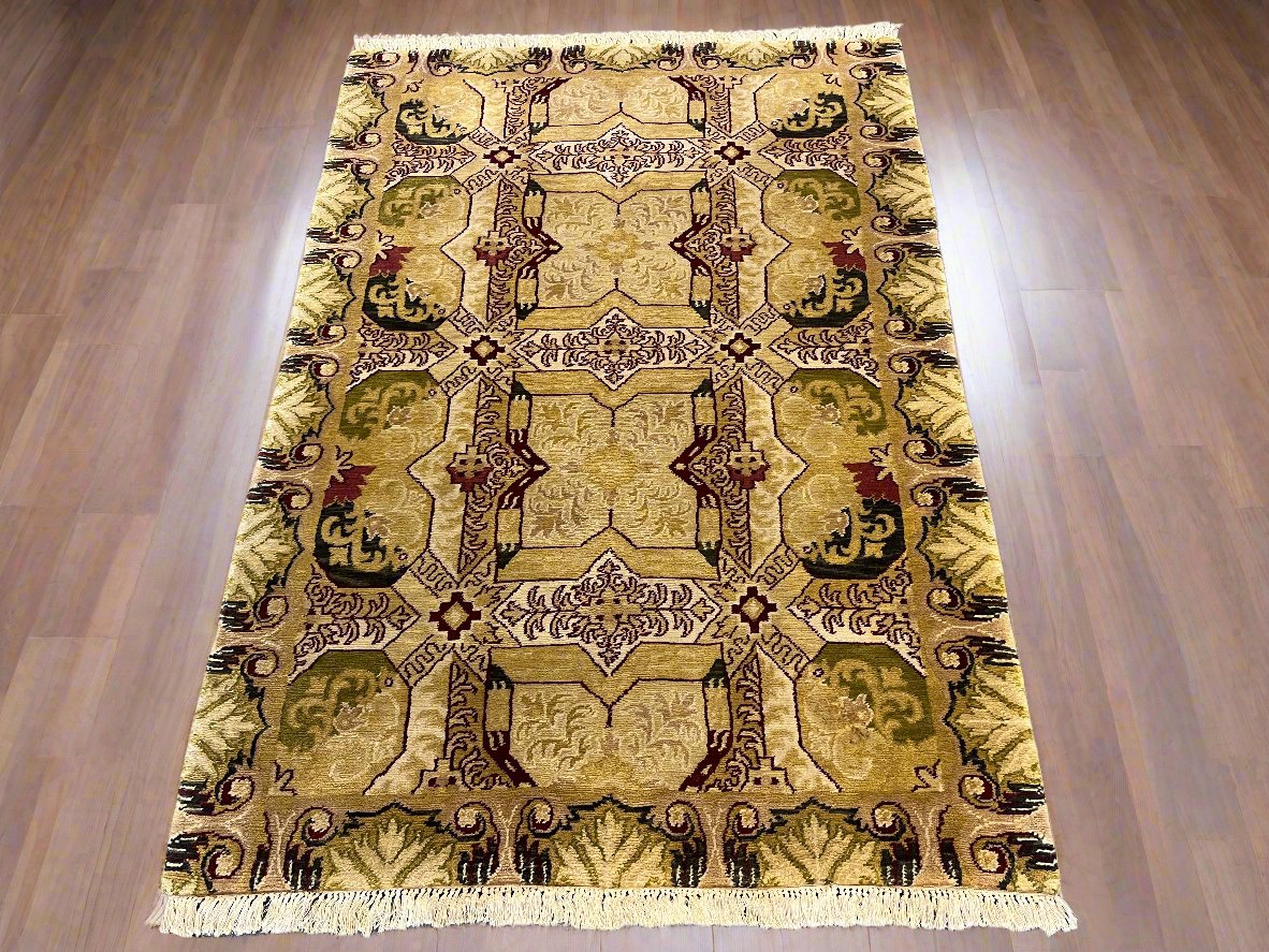 4X6 Indo Agra Handmade Wool Rug