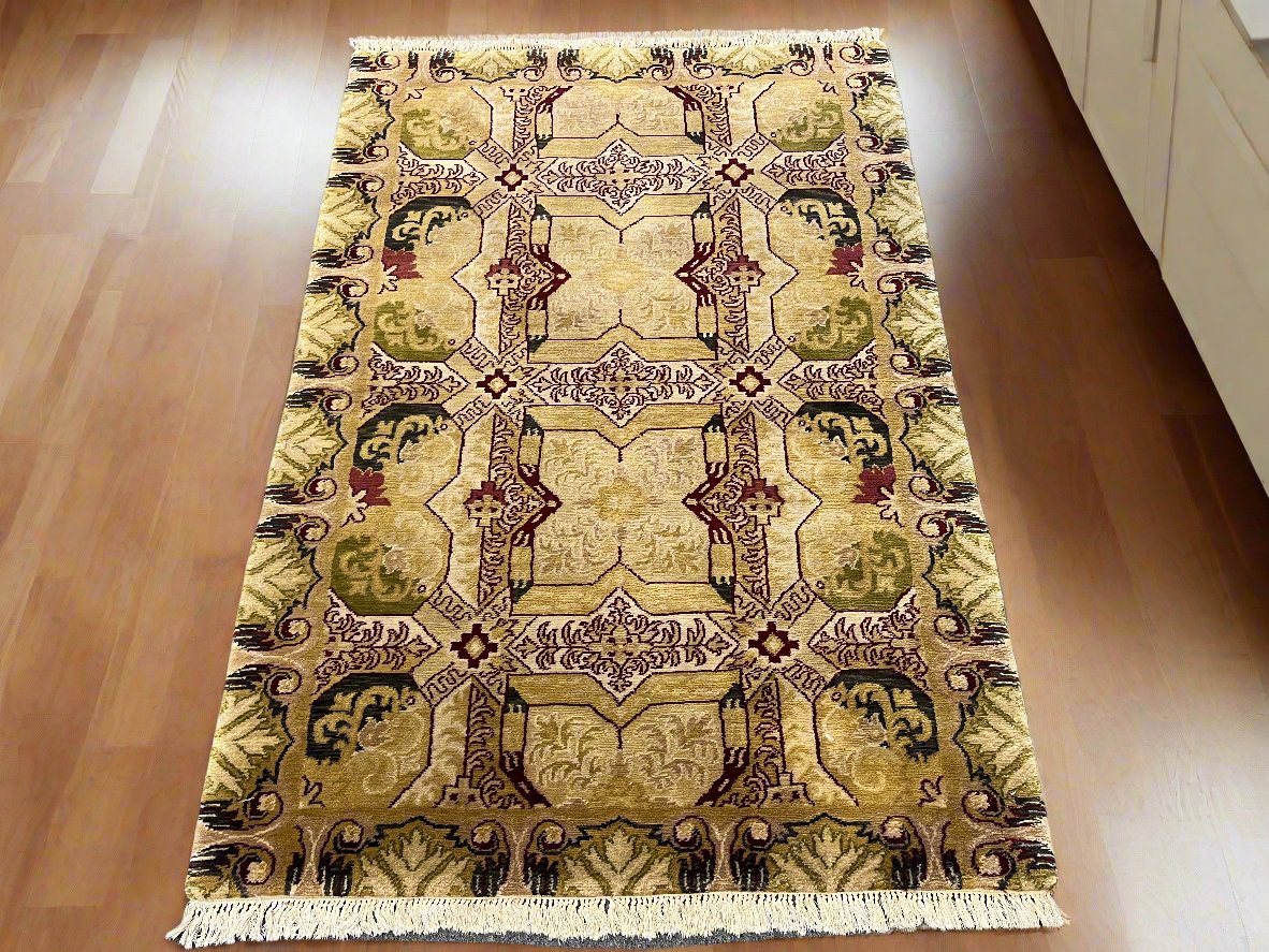 4X6 Indo Agra Handmade Wool Rug