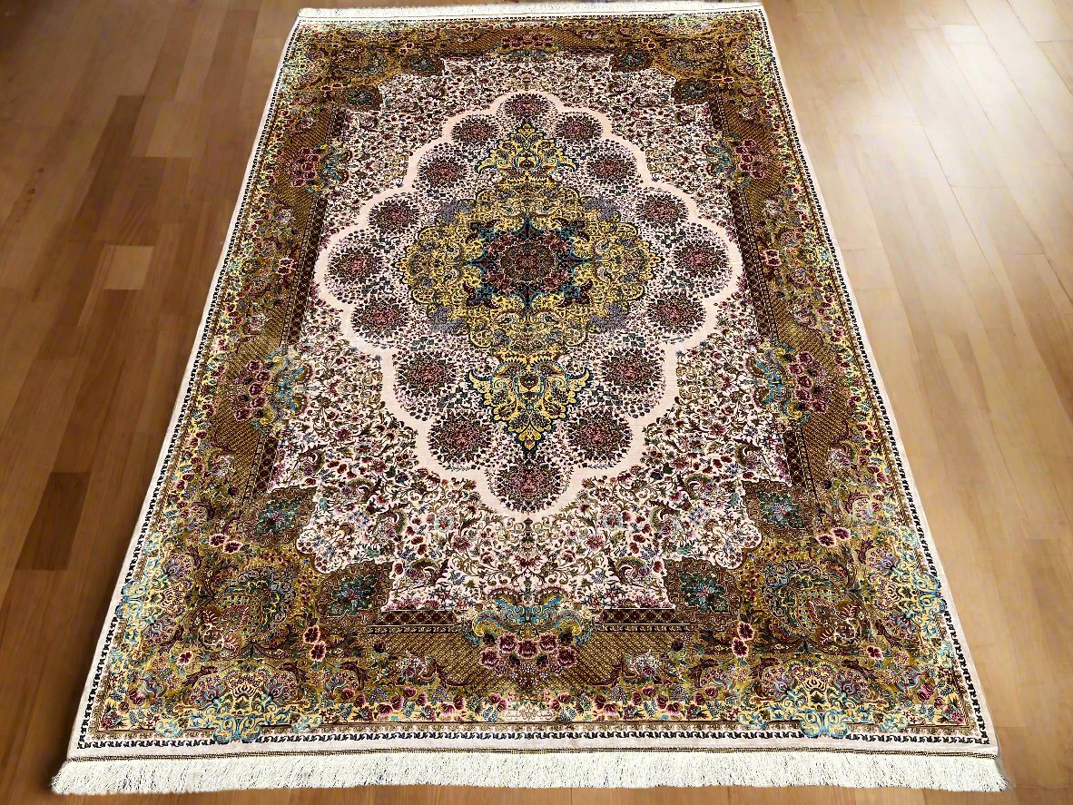 7X10 Silk Handloom Multicolor Rug # 14545