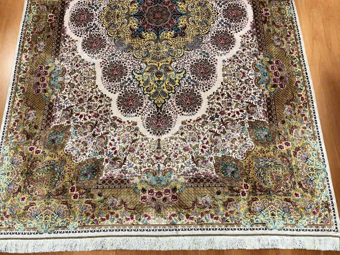 7X10 Silk Handloom Multicolor Rug # 14545