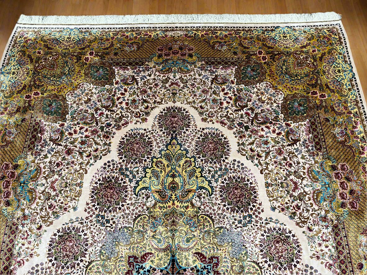 7X10 Silk Handloom Multicolor Rug # 14545