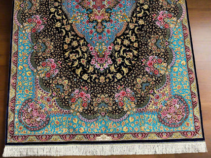 5X8 Silk Handloom Multicolor Rug # 14543