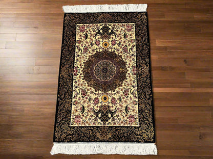 3X4 Silk Handloom Multicolor Rug # 14538