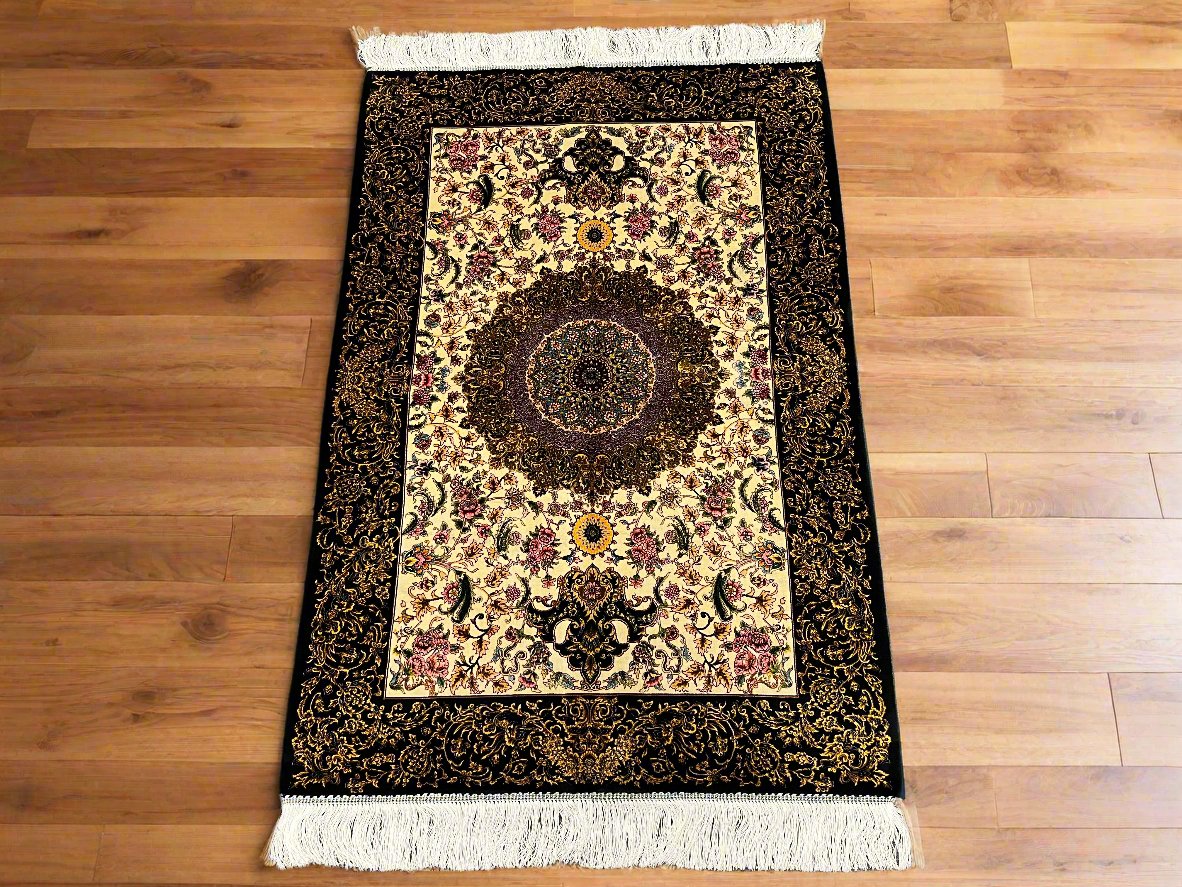 3X4 Silk Handloom Multicolor Rug # 14538