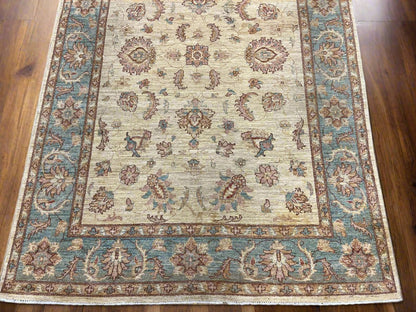 Beige/Light Blue Chobi 6X9 Handmade Wool Rug