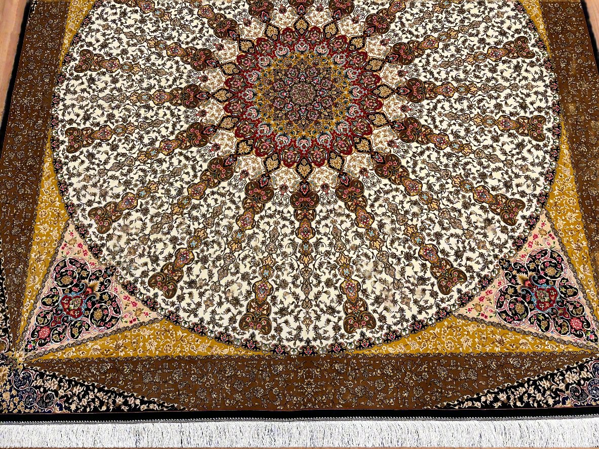 6'6X6'6 Silk Square Handloom Multicolor Rug # 14546