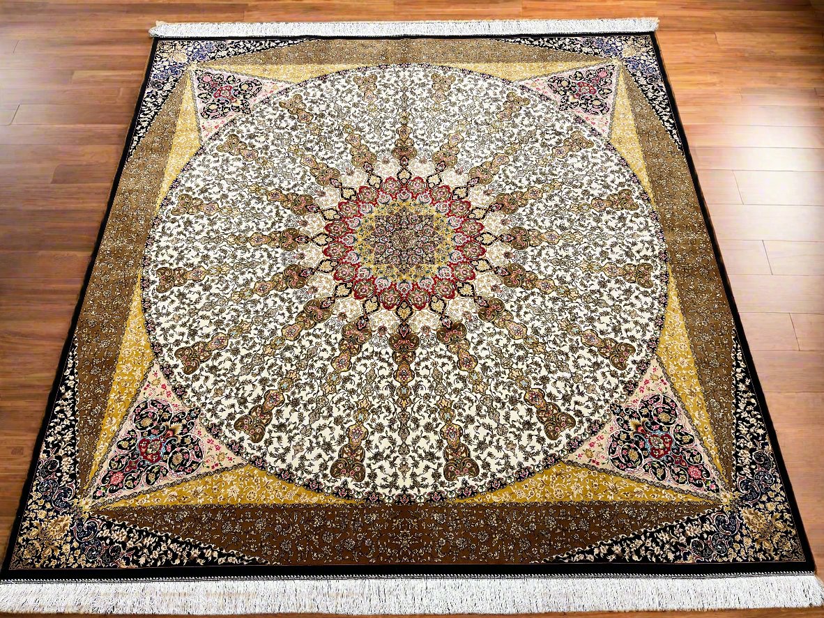 6'6X6'6 Silk Square Handloom Multicolor Rug # 14546