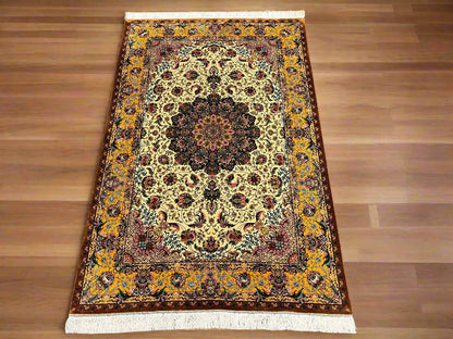 5X8 Silk Handloom Multicolor Rug # 14547