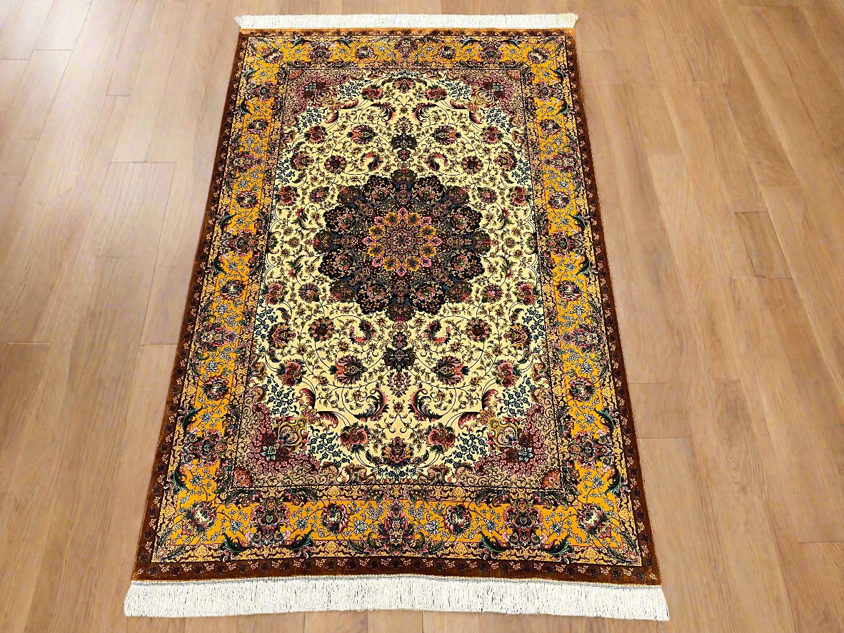 5X8 Silk Handloom Multicolor Rug # 14547