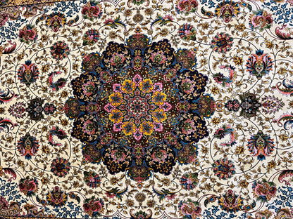 5X8 Silk Handloom Multicolor Rug # 14547