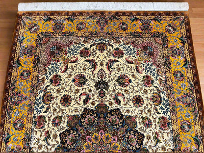 5X8 Silk Handloom Multicolor Rug # 14547