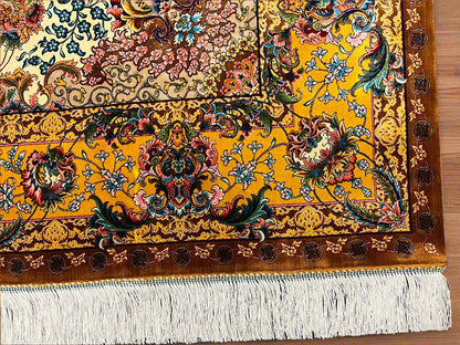 5X8 Silk Handloom Multicolor Rug # 14547