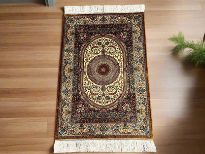 3X4 Silk Handloom Multicolor Rug # 14550