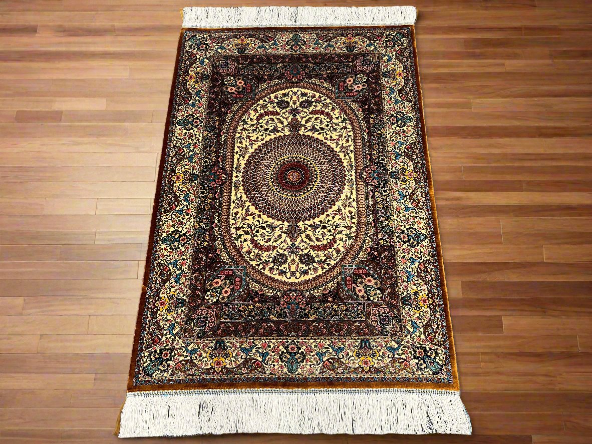 3X4 Silk Handloom Multicolor Rug # 14550