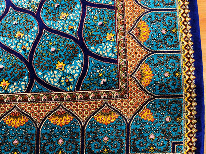 3X4 Silk Handloom Turquoise Blue Multicolor Rug # 14552