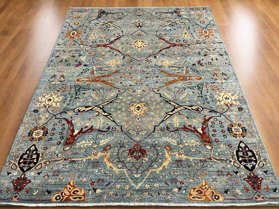 9X12 Light Blue Bijar Handmade Wool Rug # 14532