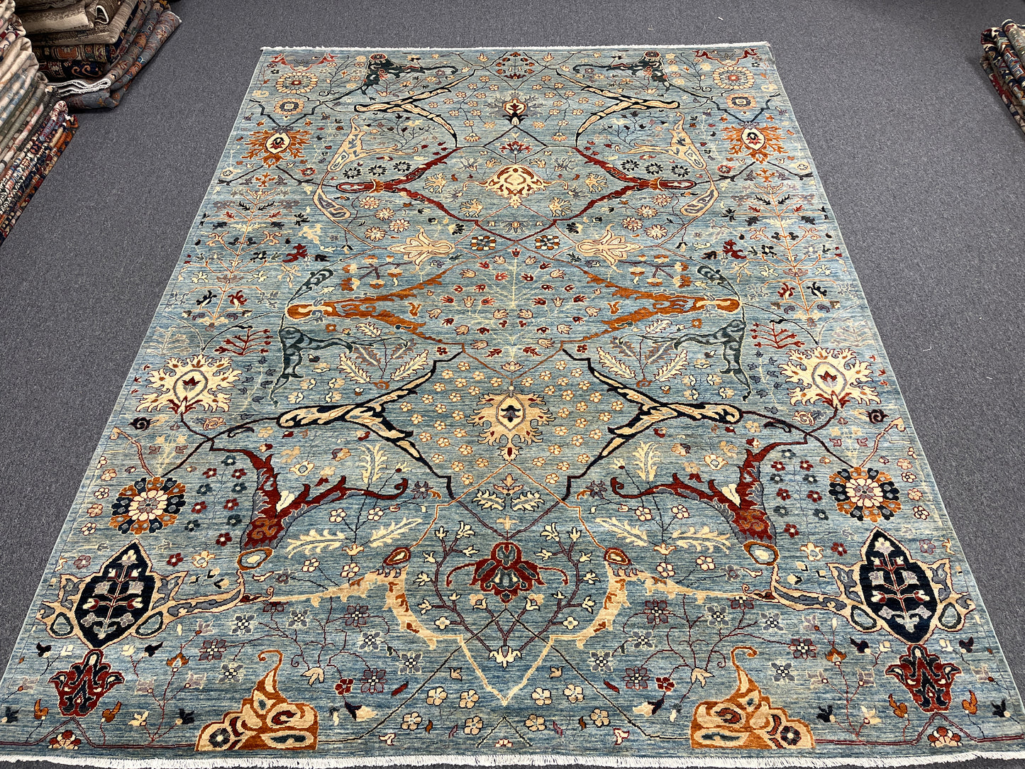 9X12 Light Blue Bijar Handmade Wool Rug # 14532