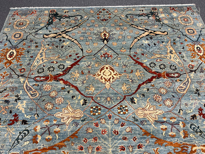 9X12 Light Blue Bijar Handmade Wool Rug # 14532