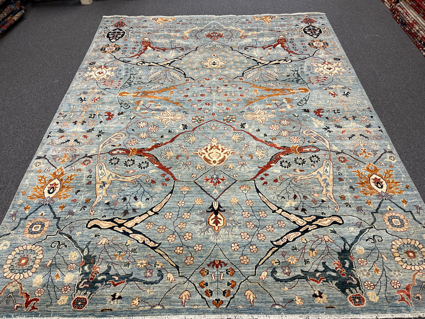 9X12 Light Blue Bijar Handmade Wool Rug # 14532