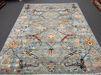 9X12 Light Blue Bijar Handmade Wool Rug # 14532