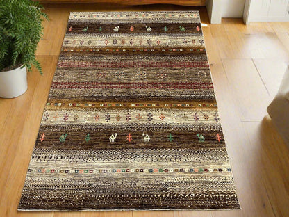 6X9 Gabbeh Loribaft Handmade Wool Tribal Rug # 14407