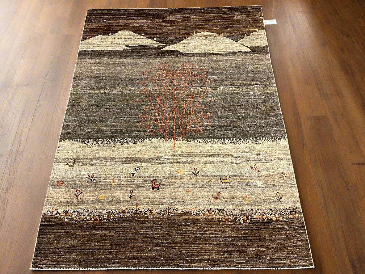 5X7 Gabbeh Loribaft Handmade Wool Tribal Rug # 14394