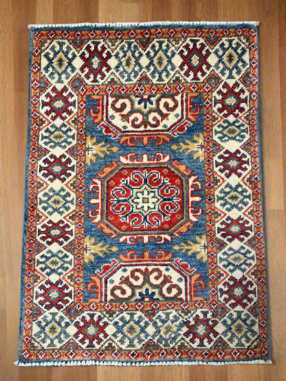 2X3 Light Blue Kazak Handmade Wool Tribal Rug # 14483