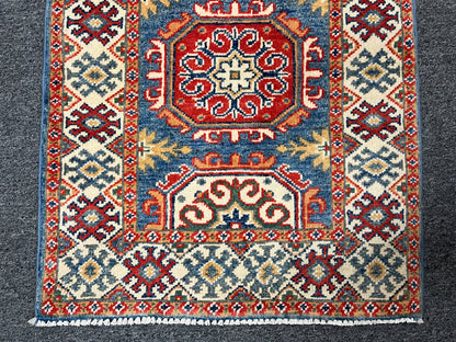 2X3 Light Blue Kazak Handmade Wool Tribal Rug # 14483