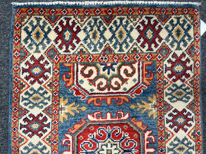 2X3 Light Blue Kazak Handmade Wool Tribal Rug # 14483