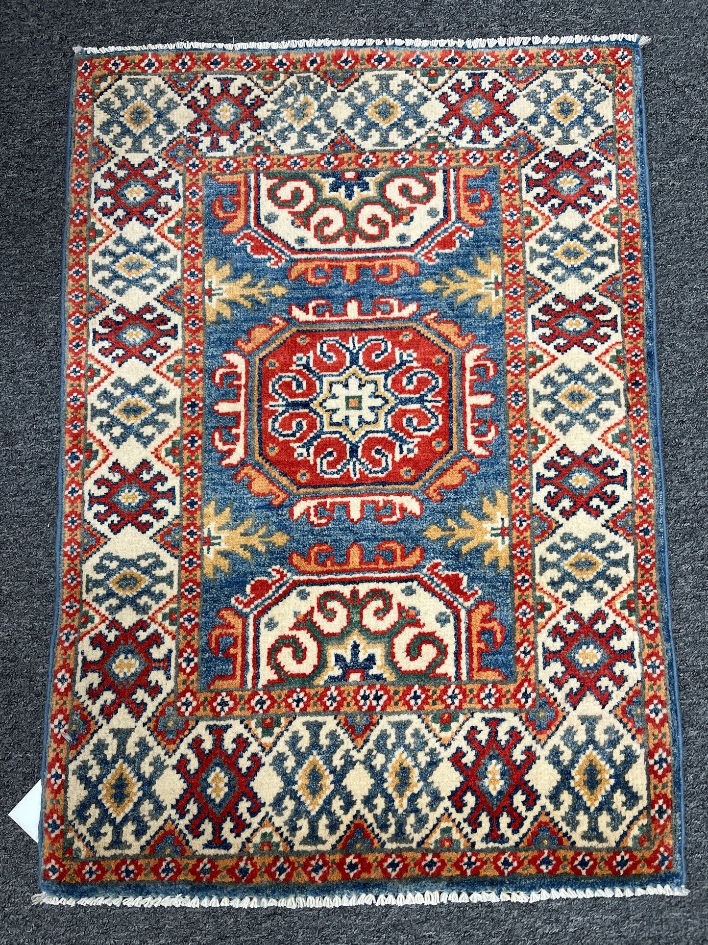 2X3 Light Blue Kazak Handmade Wool Tribal Rug # 14483